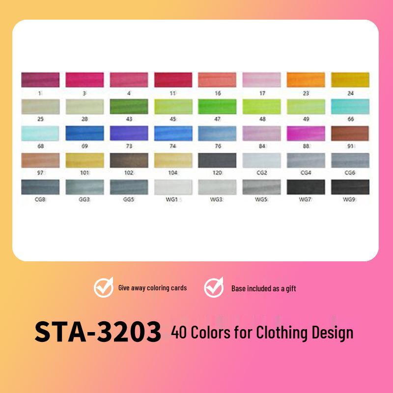 Sta 3203 Double-Ended Quick-Drying Oil-Based Marker Pen Set for Student Art & Indoor Design