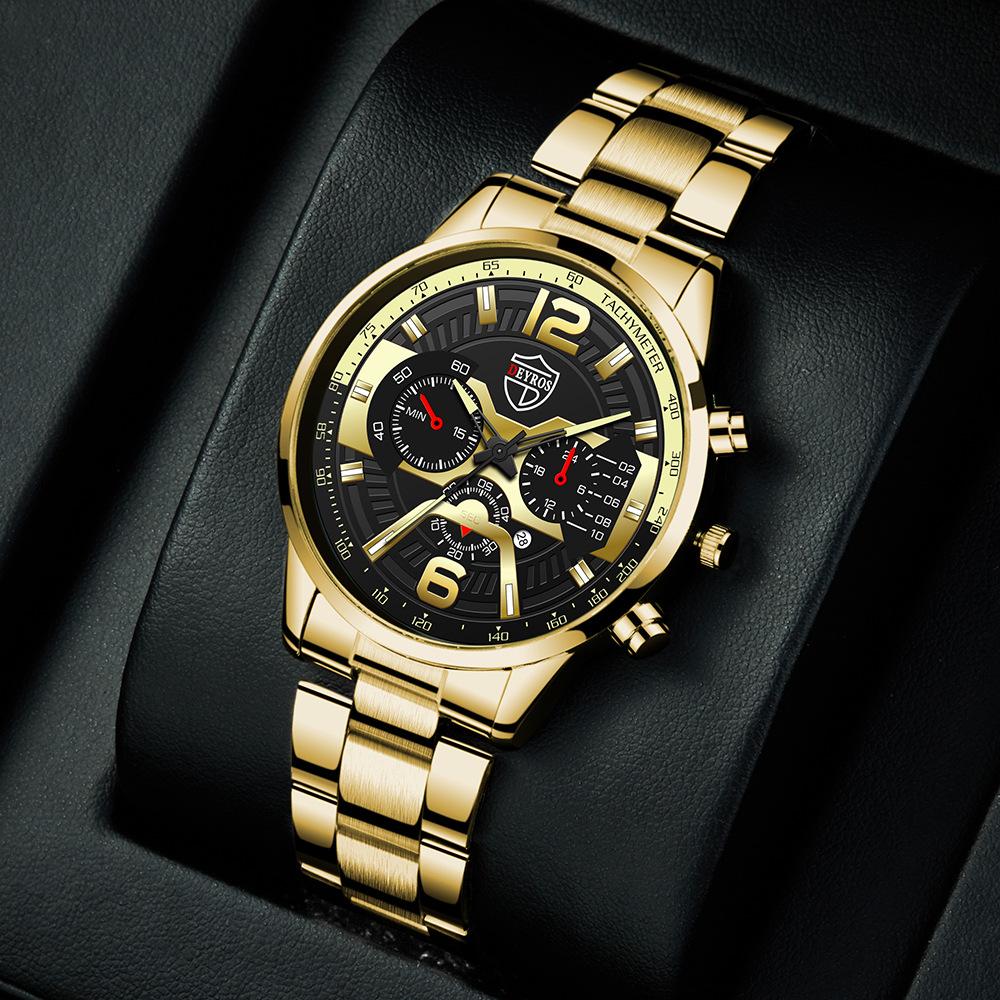 Fashion Men'S Stainless Steel Strap Men'S Watch Student Calendar Electronic Quartz Watch