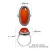 Anelli con perline di forma ovale in argento sterling 925 con pietra preziosa naturale di corniola per donne e ragazze