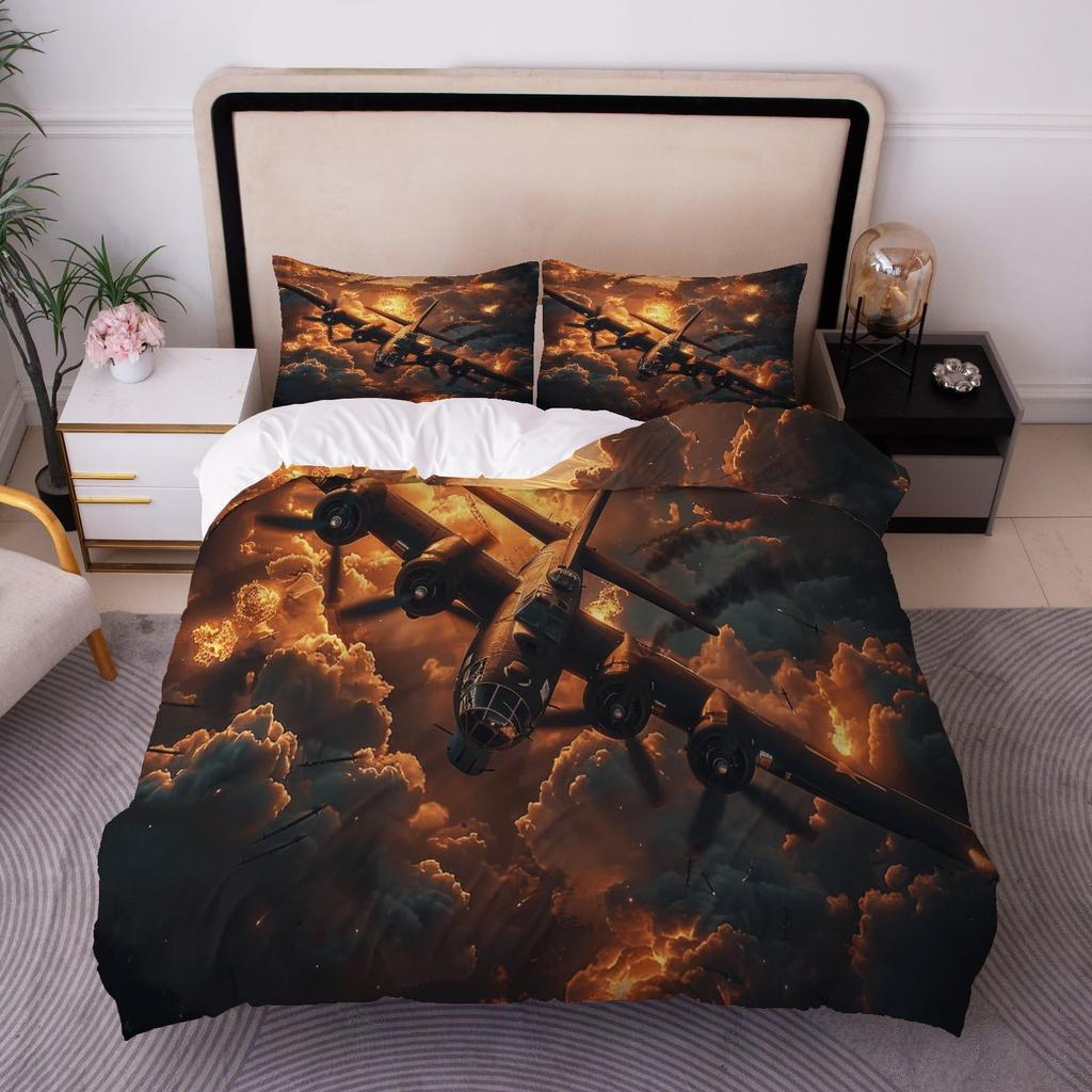 War Themed Air Force Fighter Jets 3D Printed Bedding Set Cozy Duvet Cover King Queen Twin Size Birthday Gift Boy Kid Room Decor