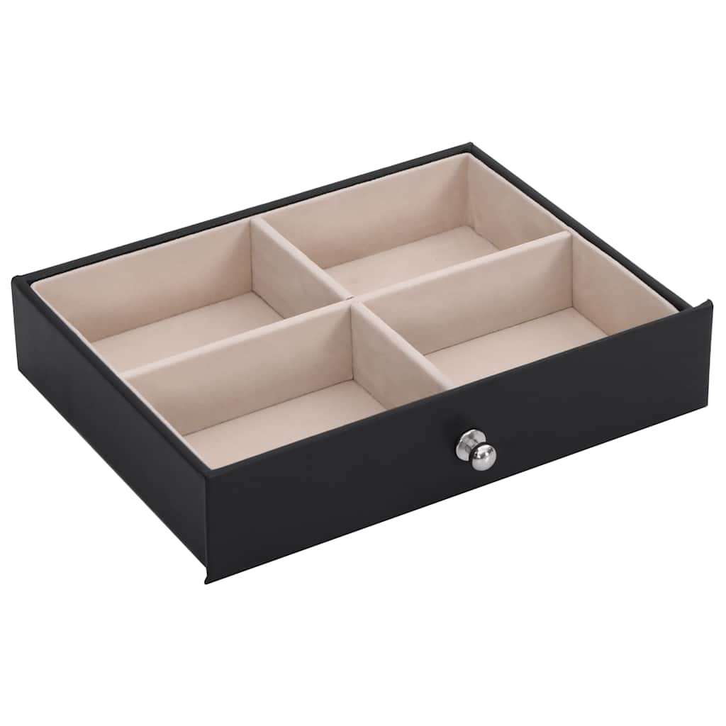 6 Tier Jewelry Box with Mirror and Lock Black