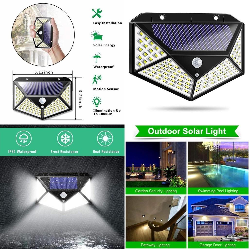 Helle und effiziente 100 LED Solarleuchten Gartenwandleuchte mit Bewegungssensor für den Außenbereich