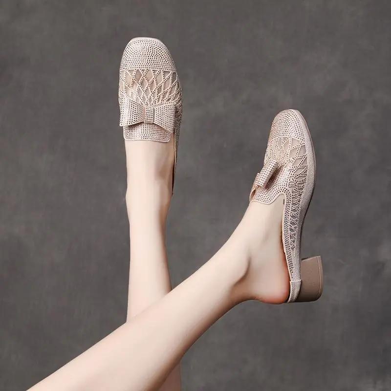 

Fashion Rhinestone Shoes Mesh Slides 2025 Luxury Unique Summer On Offer Women s Slippers and Ladies Sandals Promotion Clappers H Sandal 35