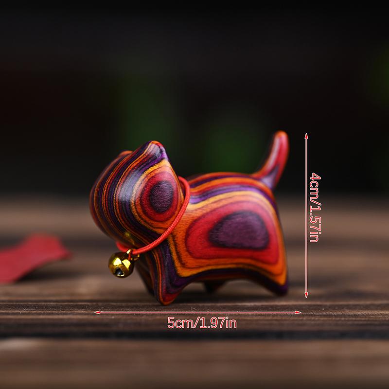Esculturas de Gatos Tallados en Madera Arcoíris Adornos de Gatos Lindos Gatos de Madera de Colores Accesorios de Escritorio para Oficina Decoración del Hogar Regalo Recuerdos
