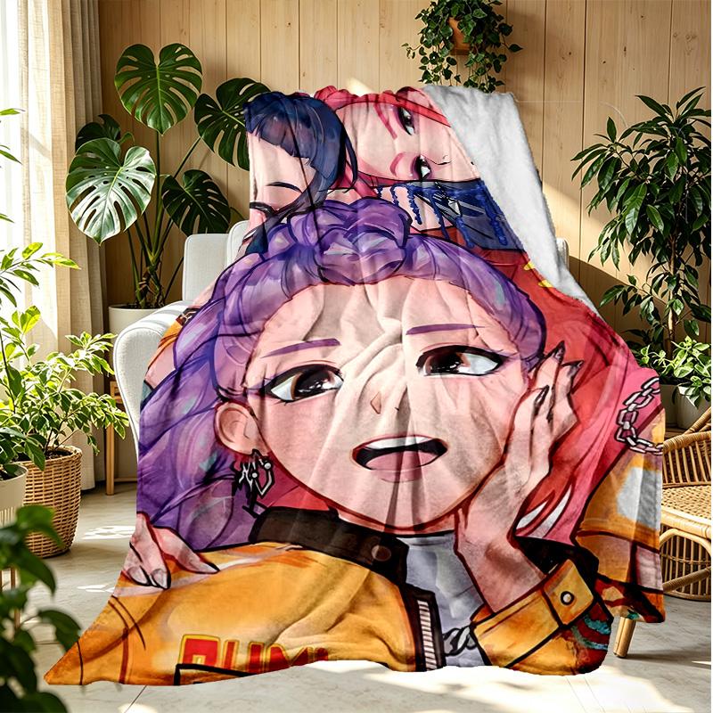 KPop Dämonenjäger Muster Decke für Heimdekoration, Bett, Sofa, Auto Reisen, Camping, Geeignet für Alle Jahreszeiten, Geburtstags-Weihnachtsgeschenk