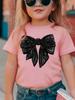 Summer Girl Elegant and Delicate Bow Print T-Shirt Fashion