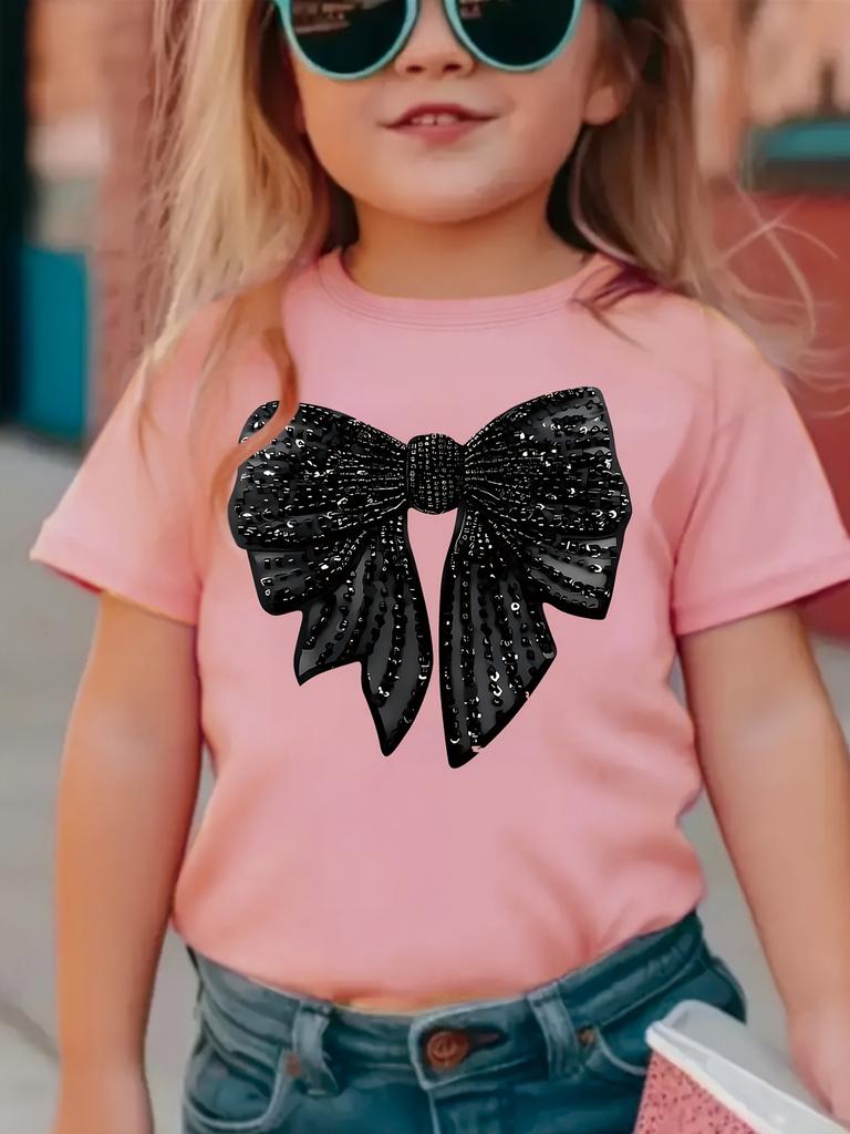 Summer Girl Elegant and Delicate Bow Print T-Shirt Fashion