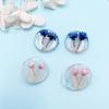 Clear Resin Real Dried Flower Stud Earrings for Women Round Acrylic Small Elegant Earrings Wedding Bridal Jewelry Gift