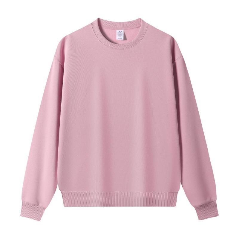 Autumn and winter new cotton crew neck sweater solid color loose casual men's and women's tops