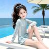 Girls Long Sleeve UV Protection Two Piece Swimsuit Set Middle Big Kids Beach Spring Swimming Suit