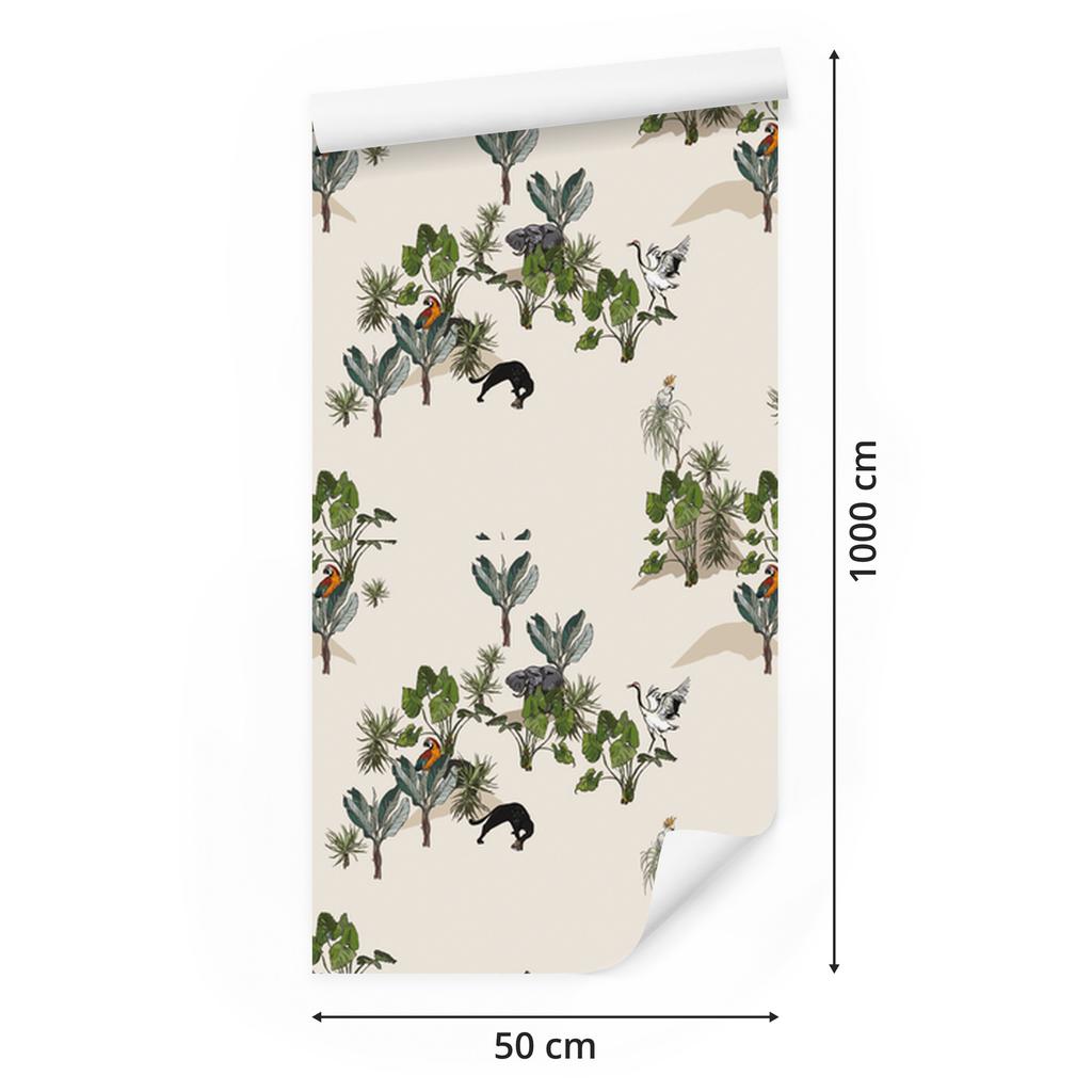 Wallpaper Savannah Animals and Trees for Living Room and Bedroom 50x1000