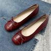 Shallow flat-soled single shoes women's 2025 autumn new bow French ballet shoes thick heel soft sole gentle evening shoes