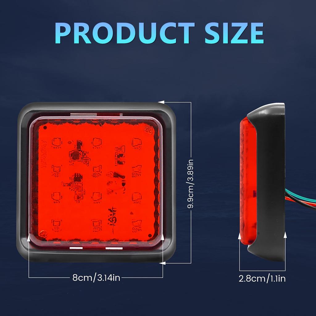 LED Truck Tail Square Trailer Tail Reverse Lights for and DC Set Lights, Lights, Trucks, Tractors, Trailers, Buses, 12-24V, 2-Piece (Yellow)