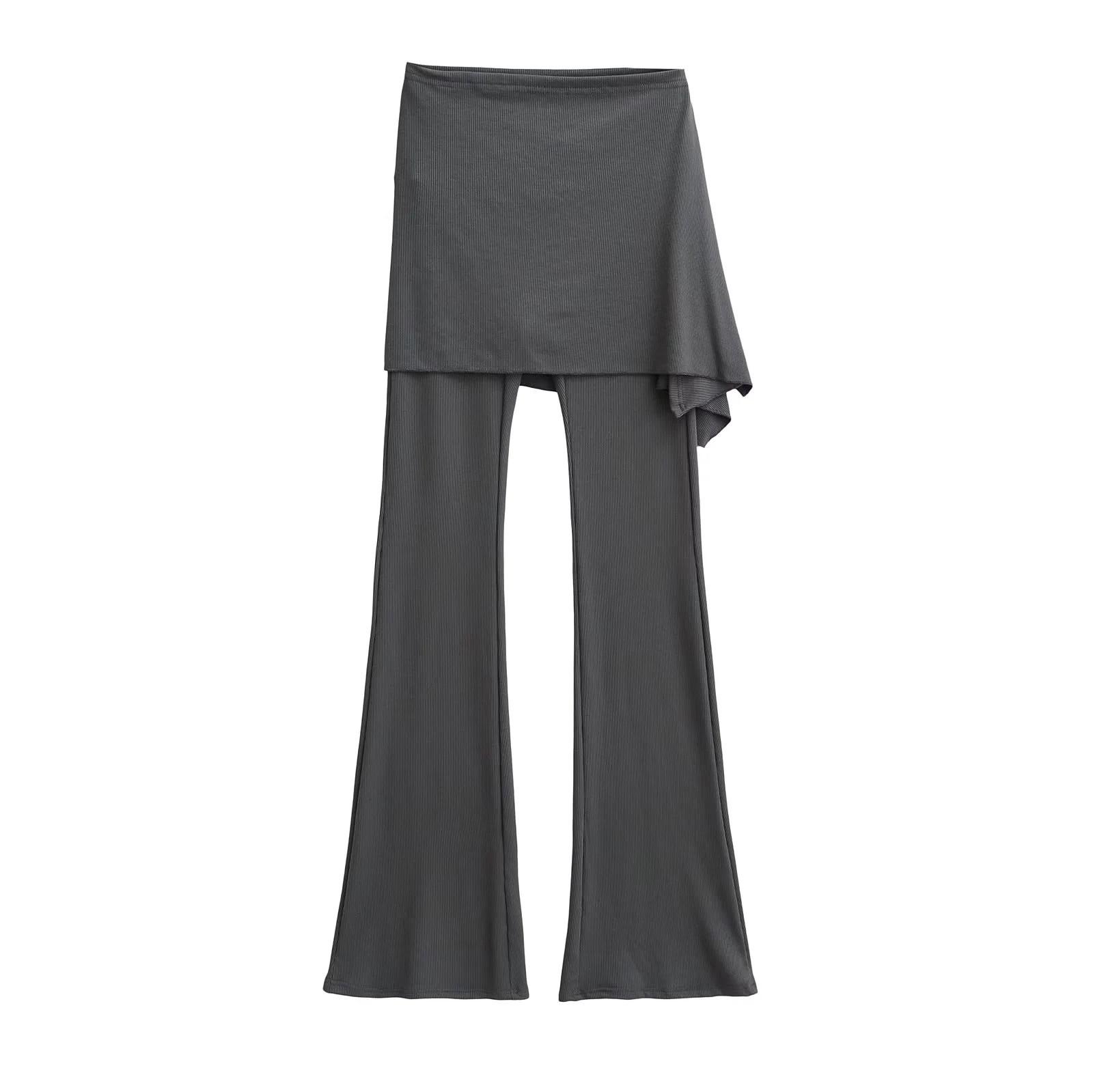 

Sweet & Spicy Lace-Up Flare Pants Outfit - Elastic Slimming Spring 2025 Small темно-серого