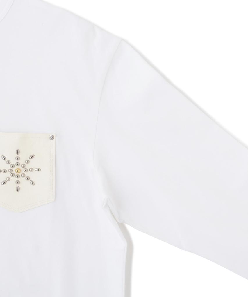 Schott DEER STUDS LS T-SHIRT BURST, Men's Deer Studs Pocket Long T-Shirt, Size 2XL, White, 782-5130002