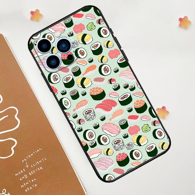 Kawaii Sushi Crowd Phone Case For iPhone 17 Pro Max 14 13 12 11 15 16 Pro Max Mini 16 Plus 16e 17 Air Funda