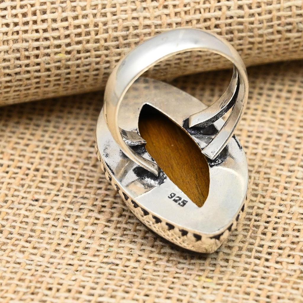 Tiger's Eye Gemstone Handmade Solid 925 Sterling Silver Ring Jewelry For Love