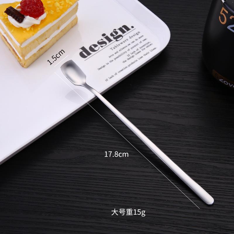 Cap pătrat din oțel inoxidabil cu mâner lung pentru amestecare cu gheață linguriță de ceai pentru vesela de bar