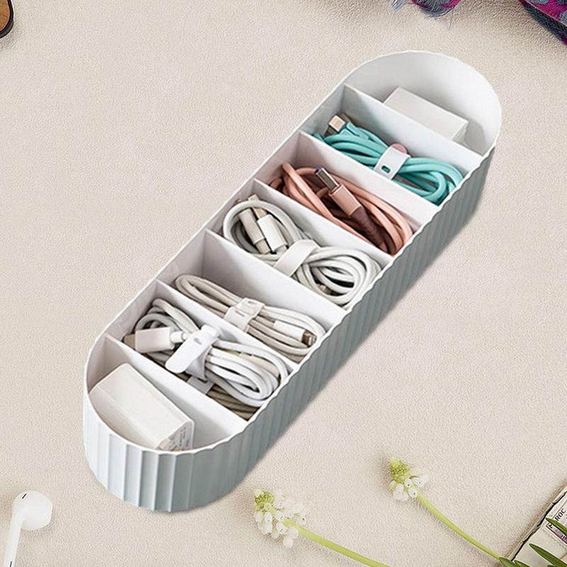 Cable Management Box 7 Compartment Electronics Management Organizer Large Capacity Electronic Accessories Storage Case For