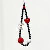 INS Korean Cute Spot Dog Love Heart Beaded Phone Charm Pendant For iPhone 16 Samsung Accessrioes Chain Lanyard Girl Hanging Rope