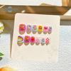 12Pcs Kids Cartoon False Nails - Cute Christmas Themed Pattern, Embossed Press On Nails, Self-adhesive Fake Nails DIY Art