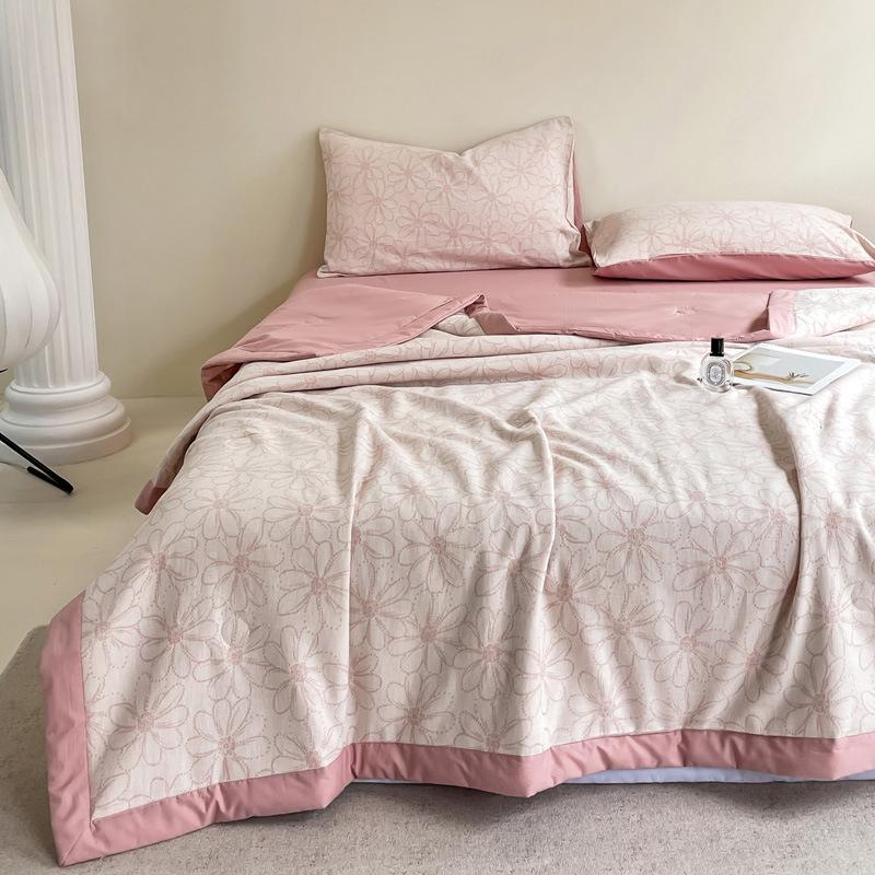 Pure Cotton Three-Layer Gauze Jacquard Summer Quilt Set - Cooling & Comfortable