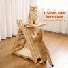 2-in-1 Wooden Cat Scratcher & Bed, Triangular Sisal Cat Climber with Hammock, Wear-Resistant Cat Tree
