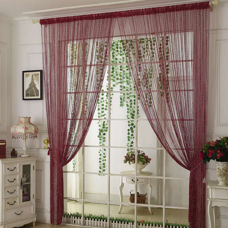 Cheaper Shiny Tassel Silver Line String Curtain 100x200cm Fashion Valance For Living Room Divider Wedding hotel Home Decoration