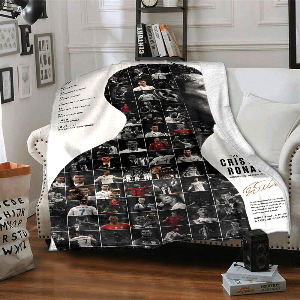 Ronaldo's Legacy Manchester United Blanket Durable Comfort Great for Office Chair Bedding Office Four Seasons Universal Playful Design