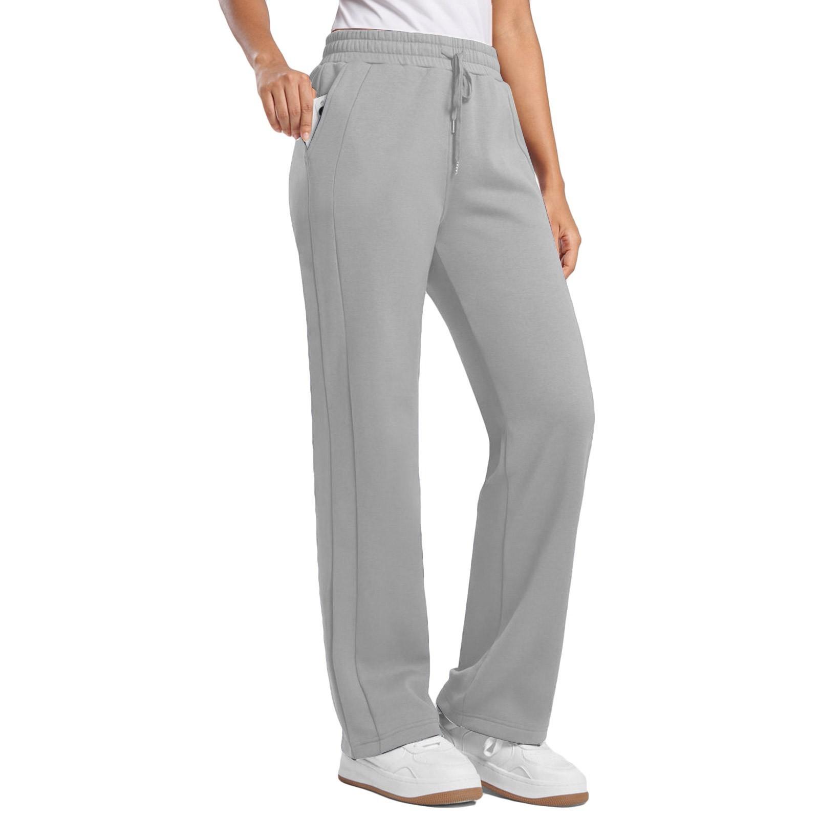 

Women s Casual And Fashionable Solid Color High Waisted Drawstring Straight Pocket Casual Pants S