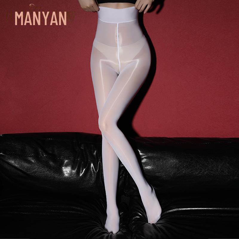 Manyan Glänzende 8D-Perspektivstrumpfhose mit hoher Taille und geschlossenem Schritt