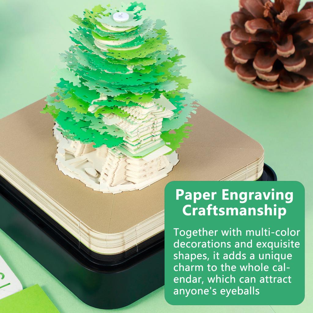 3D Desktop Calendar Sticky Notes Creative Art Crafts Souvenirs Paper Carvings Memo Pad New Year Gifts Office Desktop Ornament