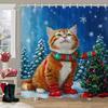 Christmas Snowman Shower Curtain Christmas Tree Winter Snow Christmas Gift Polyester Shower Curtains Bathroom Decor with Hooks