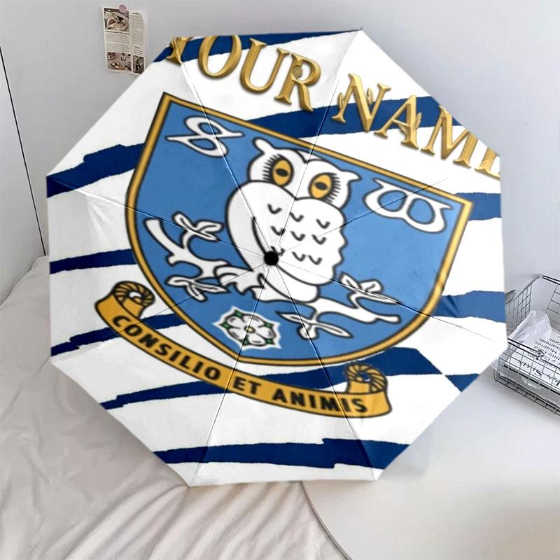 1 PC Automatic Folding Umbrella - Sheffield Wednesday Football Club Custom Name Pattern, Portable & Foldable Design with 8 Ribs, Christmas Birthday Gi