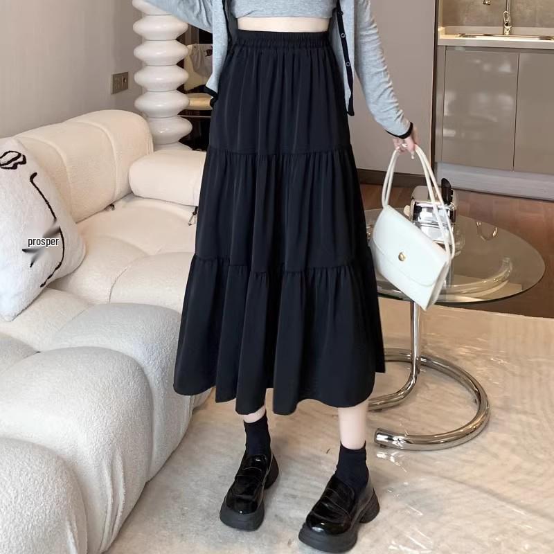 High-Waist Pleated A-line Midi Skirt - 2024 Spring Collection for Women