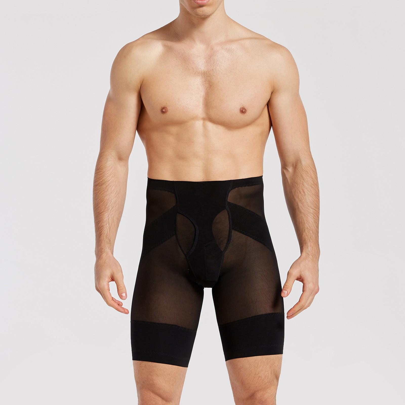 

Мужские высокоэластичные дышащие шорты для коррекции фигуры, утягивающие ноги, ягодицы, утягивающее нижнее белье XXL чёрный