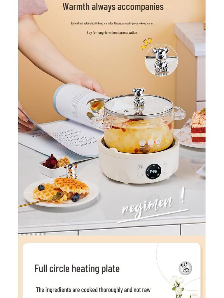 Health Pot: Multi-Function Electric Kettle for Chinese Medicine, Tea, Soup, and Porridge with Thickened Glass and Fully Automatic Features.
