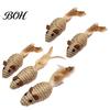 Indoor Cat Hunting Stimulation Colorful Mouse Toys, Jute Rope Chew Feather Mice Natural Kitten Toys Teeth Cleaning for Cats Exercise And Oral