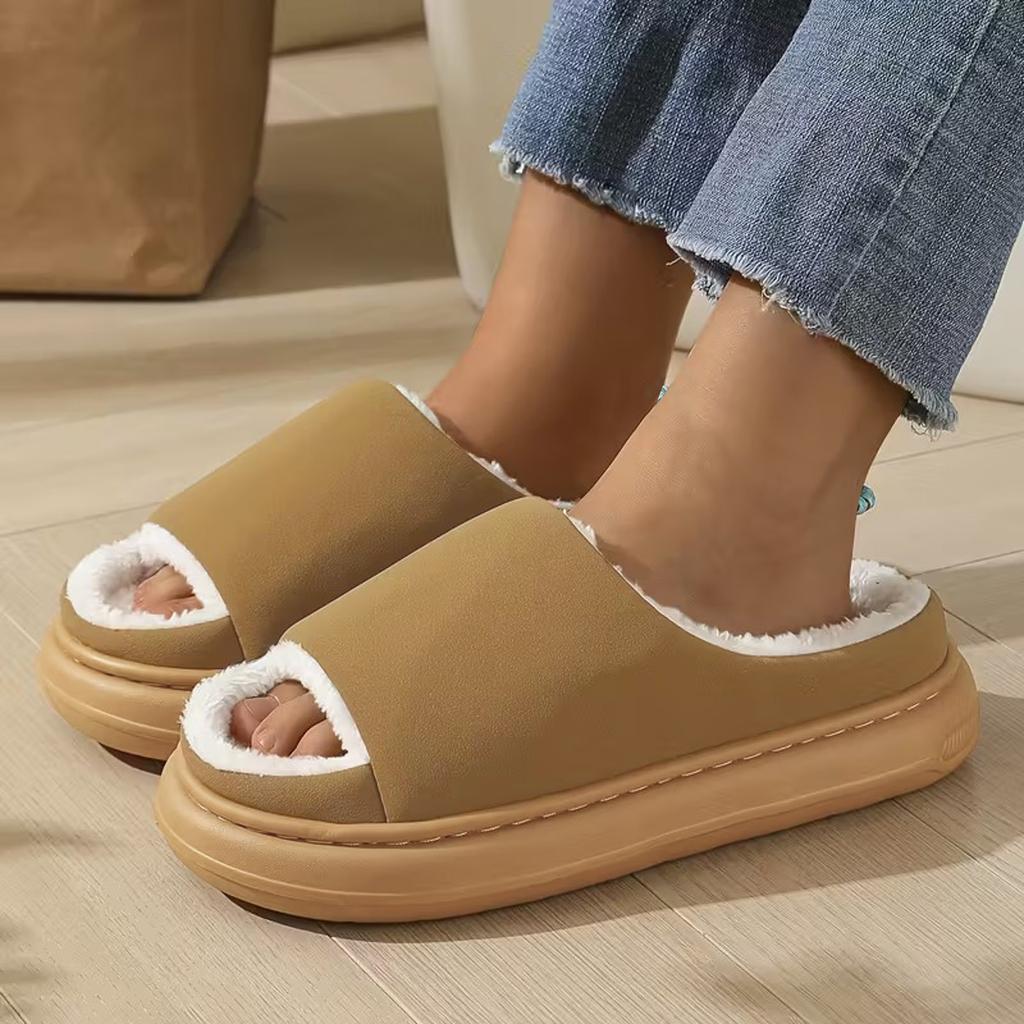 Unisex Stylish And Versatile Slippers With A Plush For Warmth And Slip Design Women Bedroom Slippers