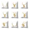 Nordic Ins Golden Christmas Elk Polyester Pillow Cover