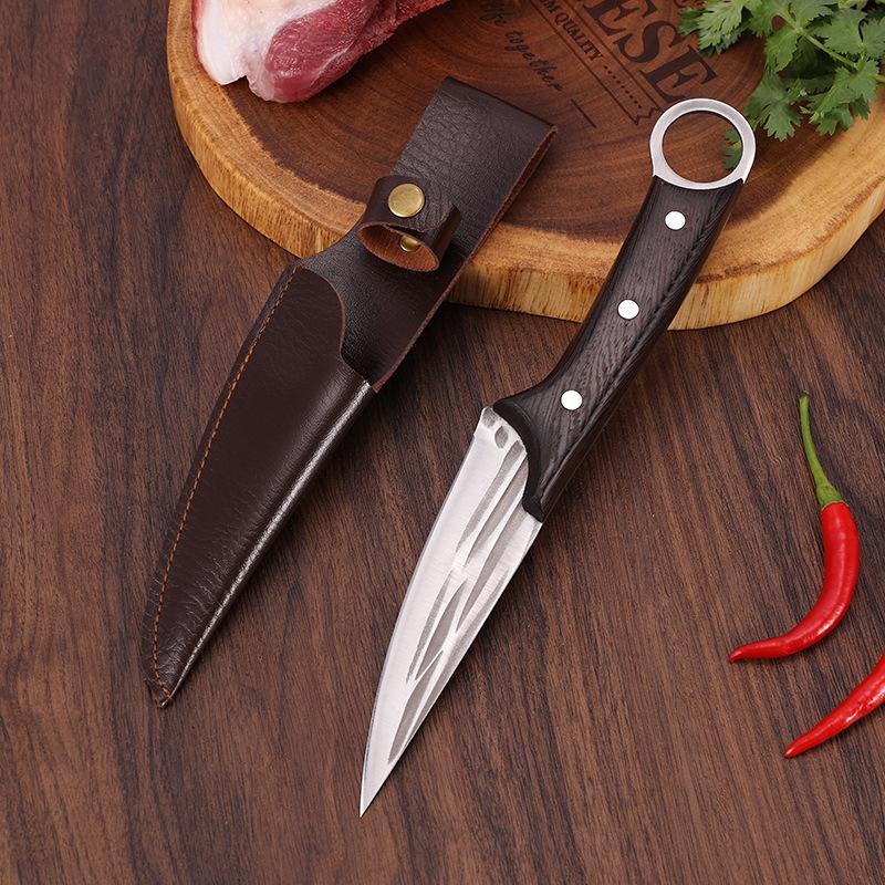 Boning Knife Chef Slice Fruit Cleaver Meat Kitchen Knives Hand Forged Blade Wood Handle Barbecue Cooking Steak Knife With Sheath