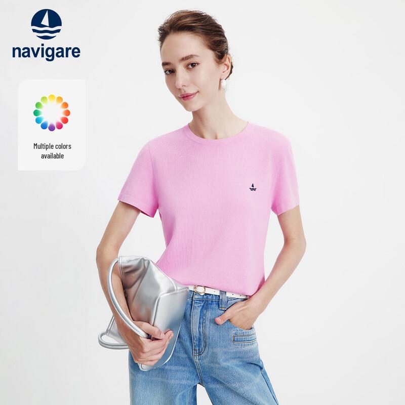 Navigare Women's Basic Short Sleeve Knit T-Shirt