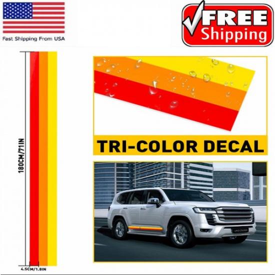 Tri-Color Stripe Decal Sticker For Toyota TRD Tacoma 4Runner Tundra/ Tantu Super
