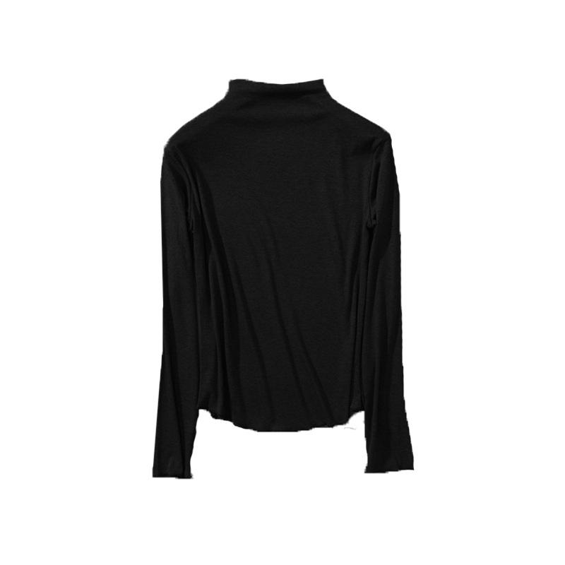 Women's Long Sleeve Modal T-Shirt: Loose Fit, Slimming, Half Turtleneck, Stretchy, Large Size, Perfect for Spring and Autumn.