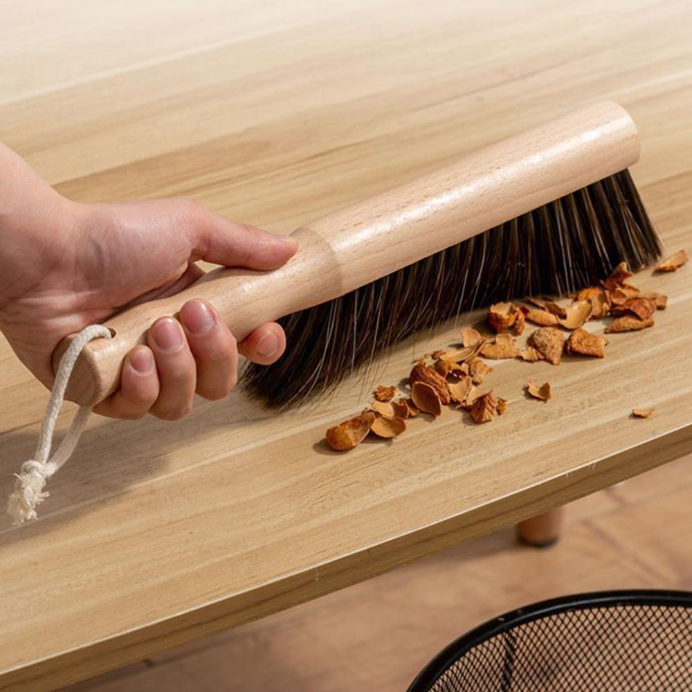 1PC Long-Handled Bed Brush, Wooden Handle, Solid Wood Bed Sweeping Brush, Carpet Brush, Soft Bristle Brush