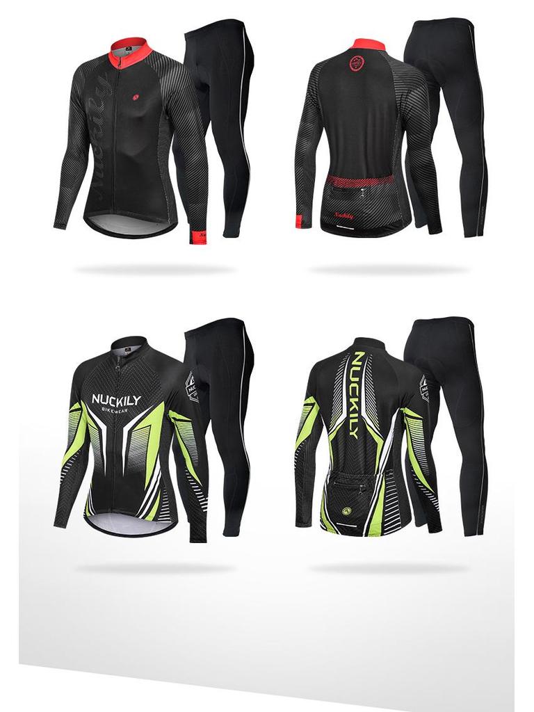 NUCKILY Men's Winter Cycling Suit with Silicone Padded Seat and Fleece for Mountain Biking