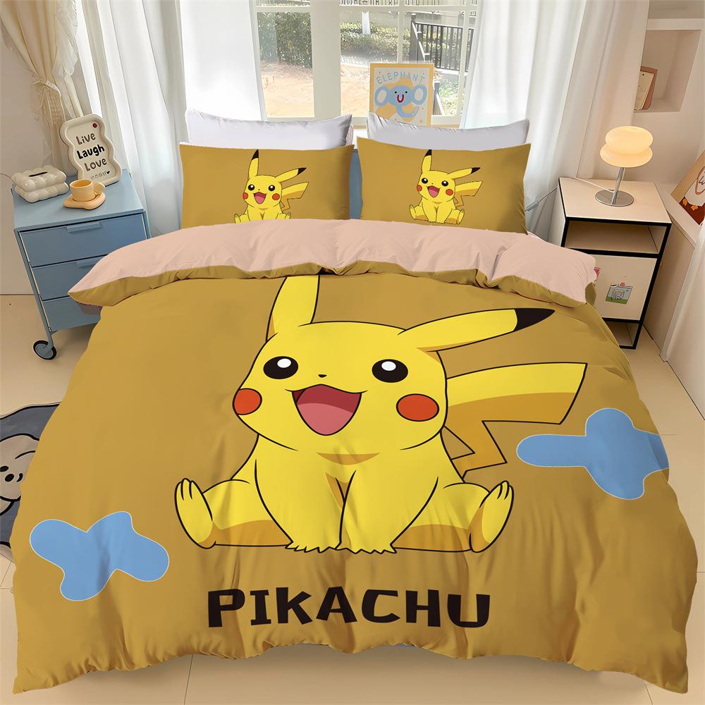 3D-printat Pikachu Sängkläder Anime Gengar P-Pokemon Ash Ketchum Täcke Påslakan Kuddfodral Flickor Pojkar Semesterpresenter