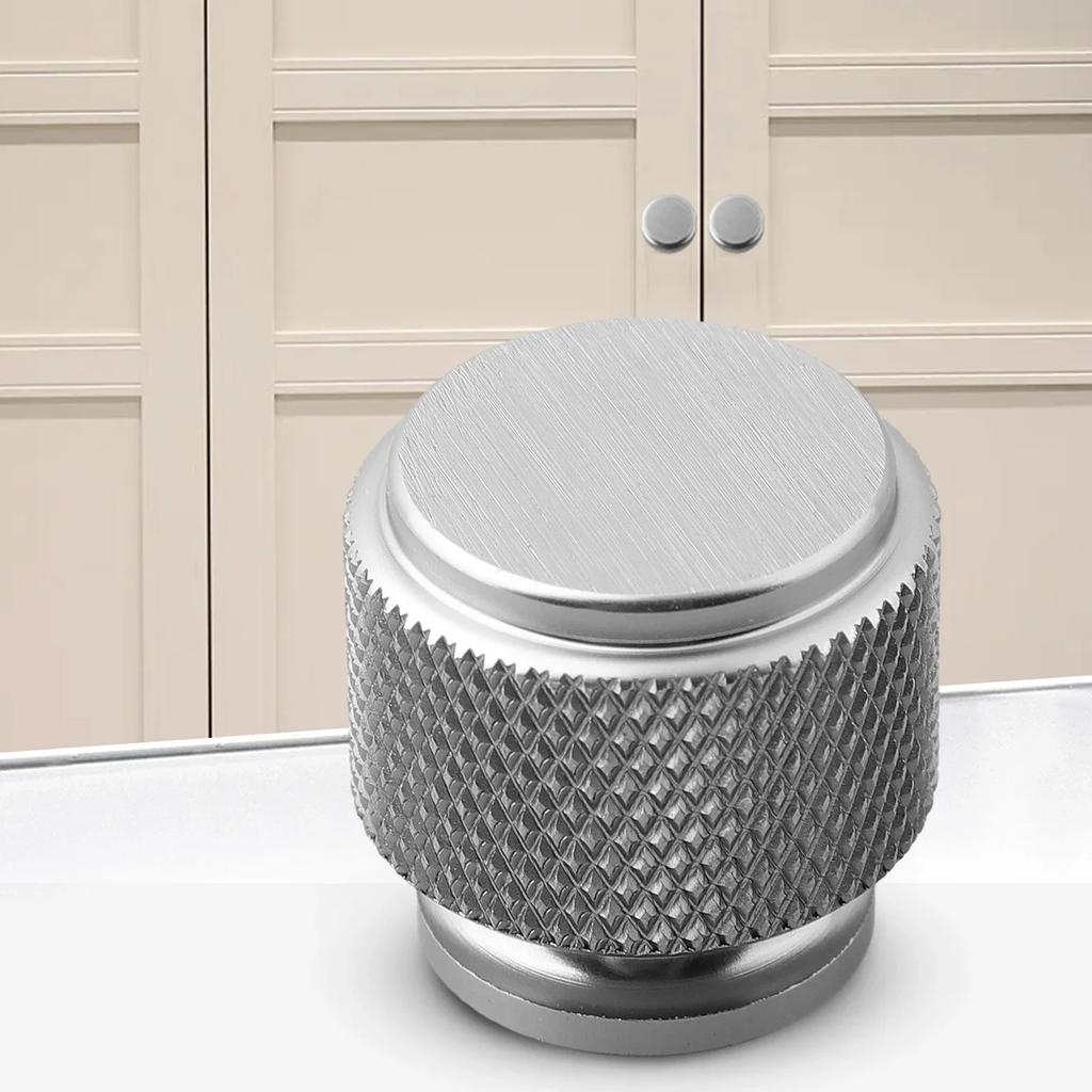 Handle Knurled Cabinet Knob Matt Black Aluminium Kitchen Cabinet Door Cupboard Drawer Furniture Handle Single Hole Handle