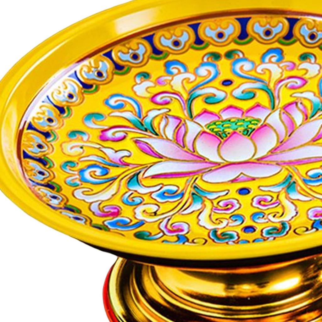 Alloy Temple Tray Easy to Fill Buddhist Decoration Chinese Style 7 Inch