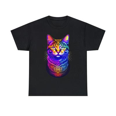 Colorful Psychedelic Cat T Shirt S 5Xl